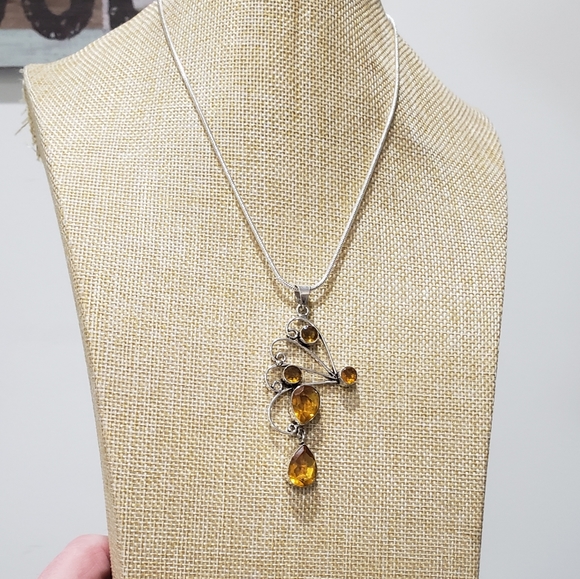 Beautiful Handmade Large Citrine Gemstone 925 Pendant Necklace - Picture 10 of 12